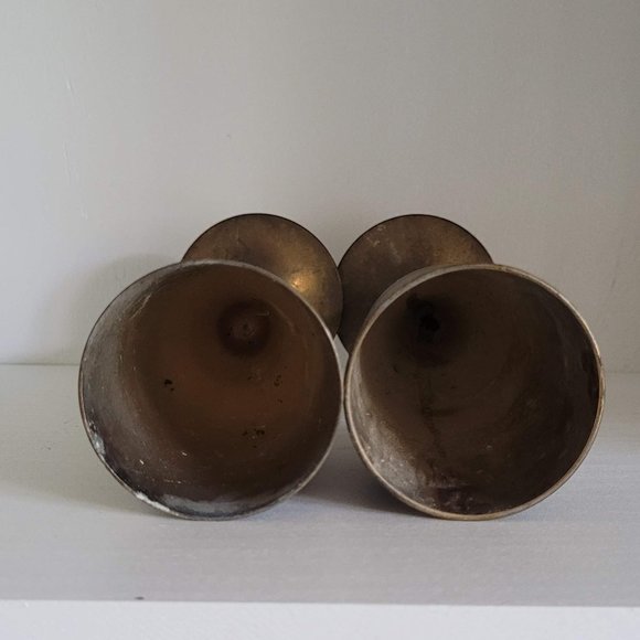 Vintage Heavy Plated Silver Egyptian Revival Bird Toasting Goblets - set of two - Picture 8 of 12